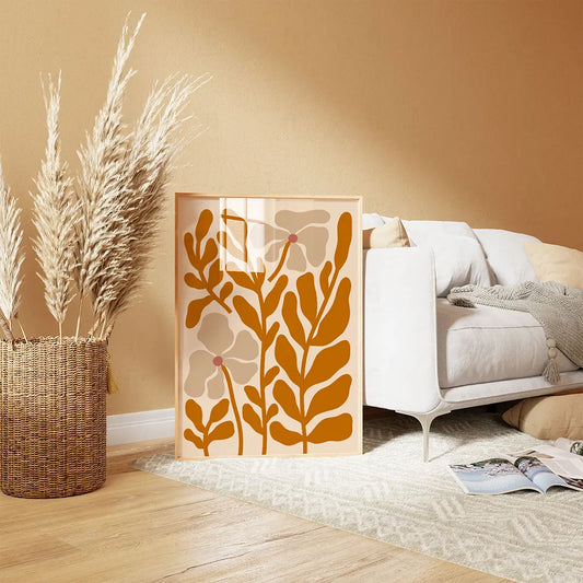 grafika botaniczna z beżowymi kwiatami