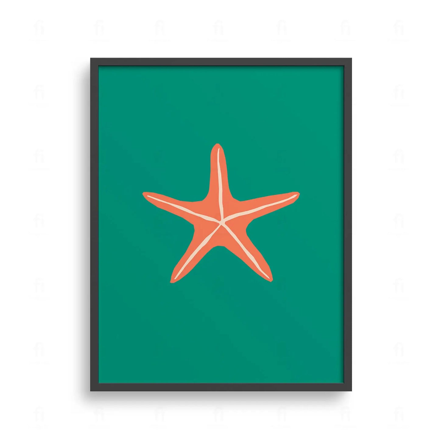 Plakat z minimalistyczną grafiką przedstawiającą pomarańczową rozgwiazdę