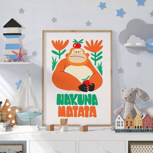 Plakat "Hakuna Matata" w pokoju dziecka w stylu safari