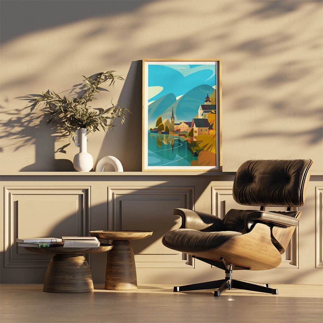 Hallstatt – widok na jezioro i góry w tle