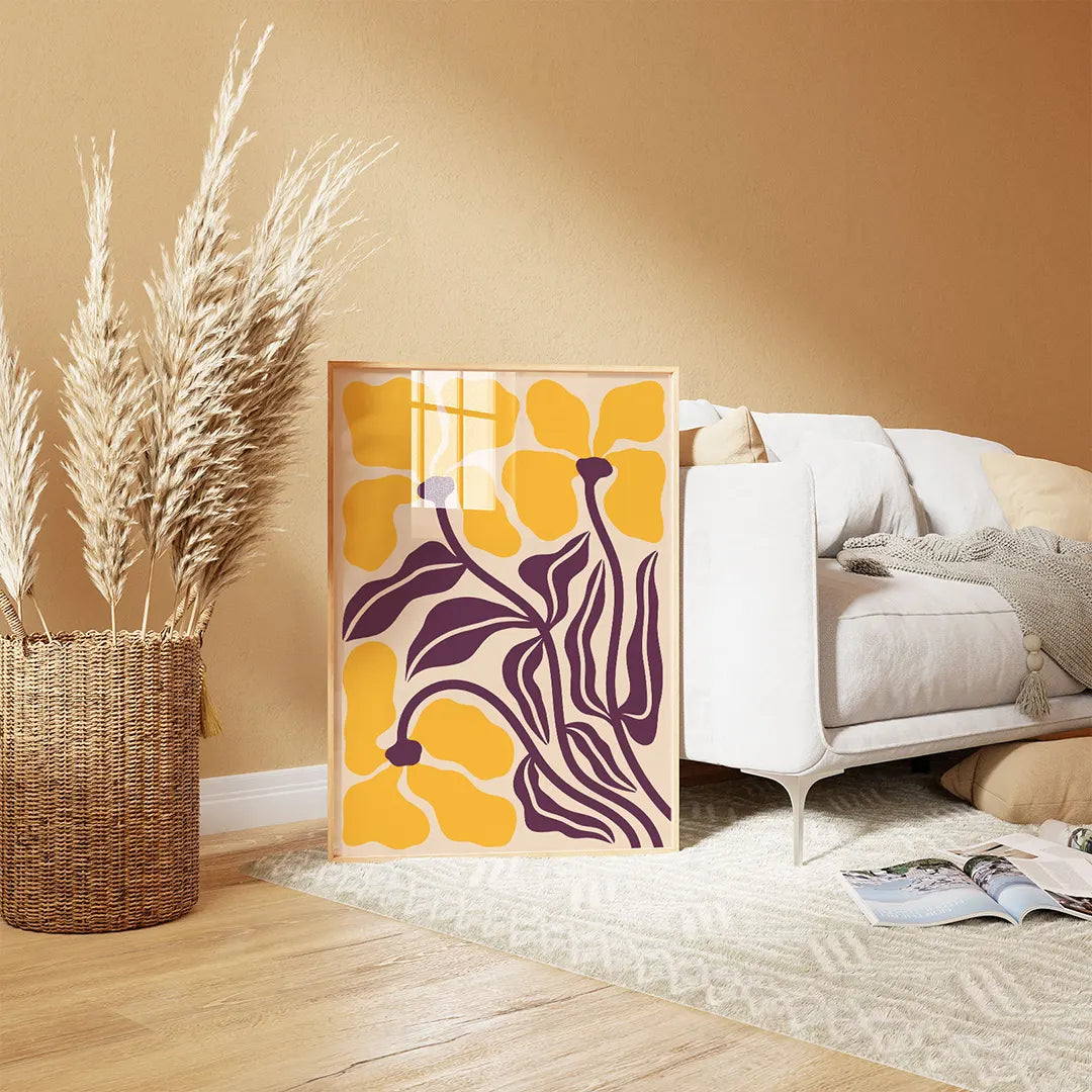 Duży plakat z żółtymi kwiatami