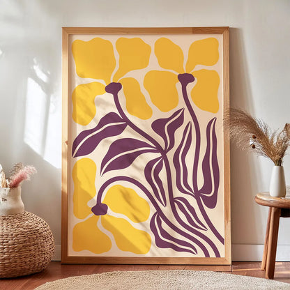 Duży plakat z żółtymi kwiatami-boho