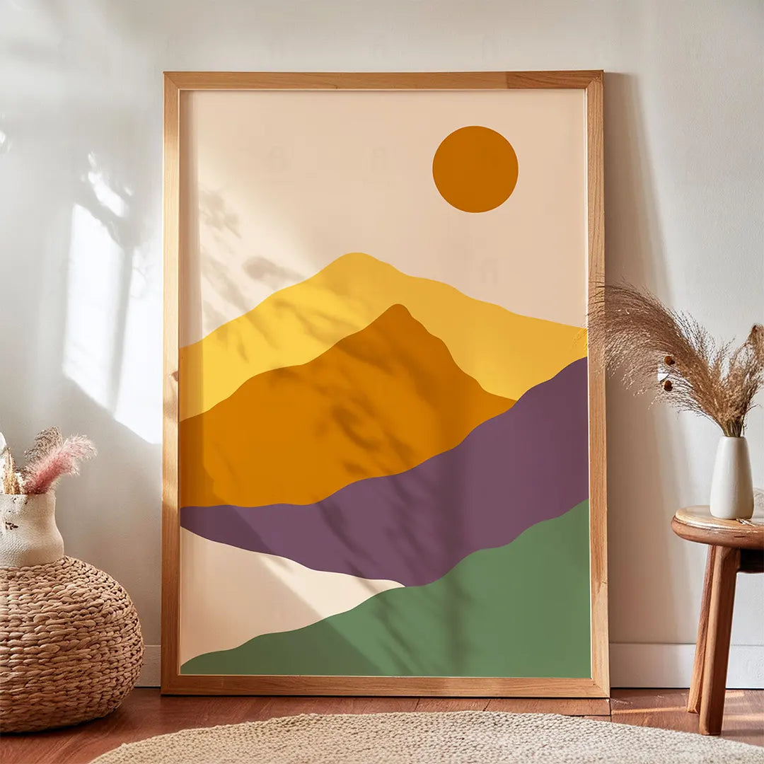 Plakat z pejzażem górskim - boho