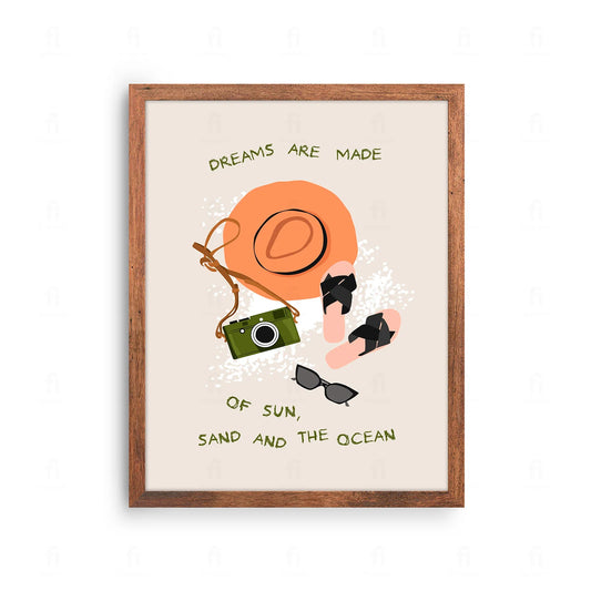 Plakat z inspirującą, kolorową grafiką i typografią z cytatem o marzeniach.
