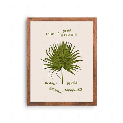 Plakat z grafiką botaniczną i napisem "Wdech i Wydech".
