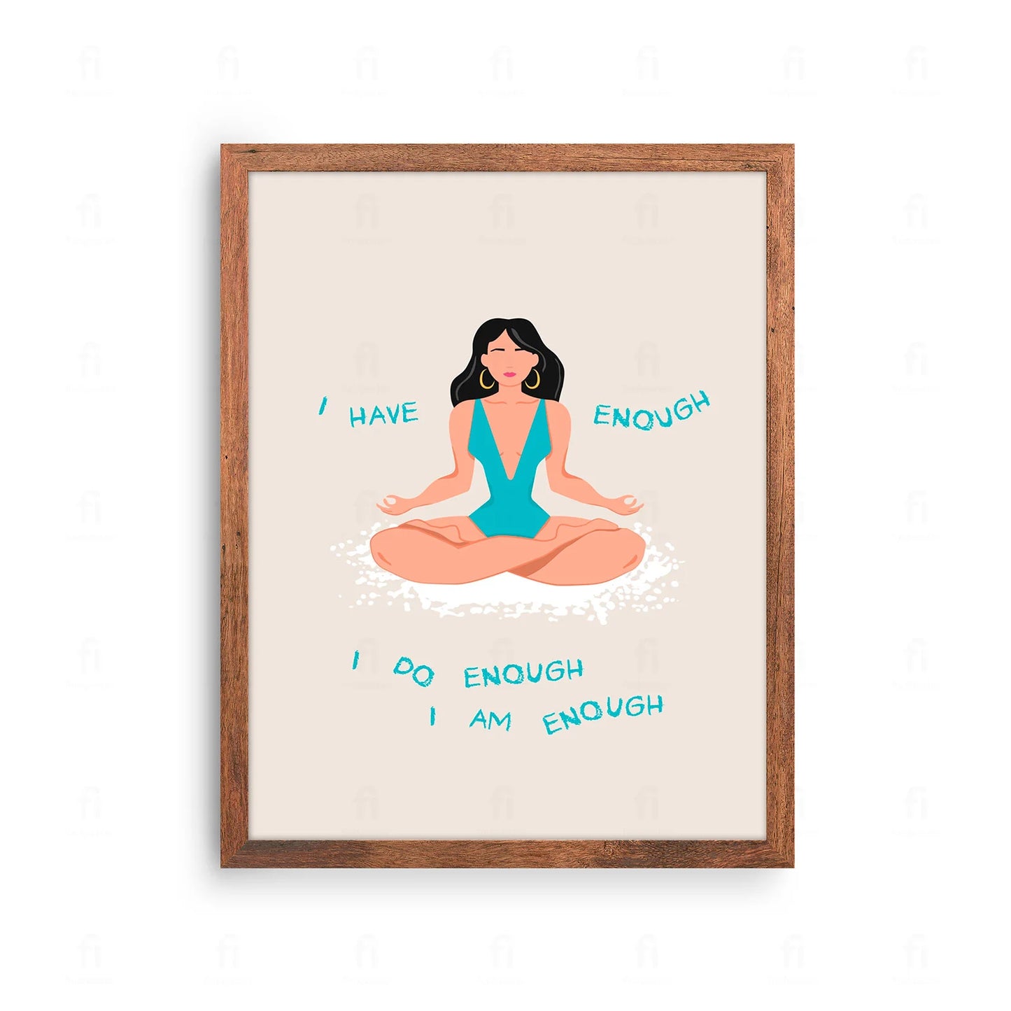 Plakat z minimalistyczną grafiką z napisem "Wystarczam" w stylu retro.
