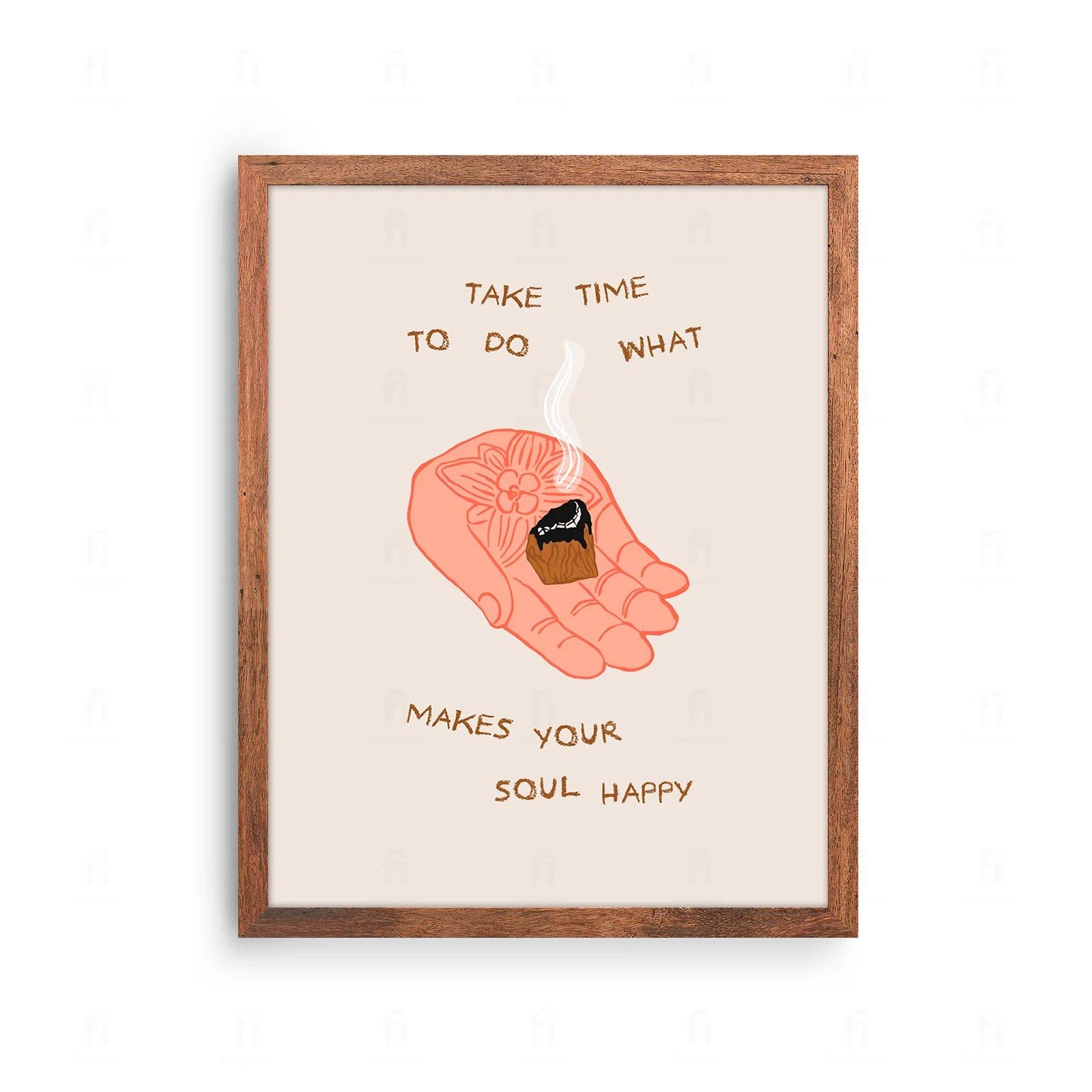  Plakat z radosną, kolorową grafiką i typografią z napisem "Teraz jest idealny czas na szczęście".
