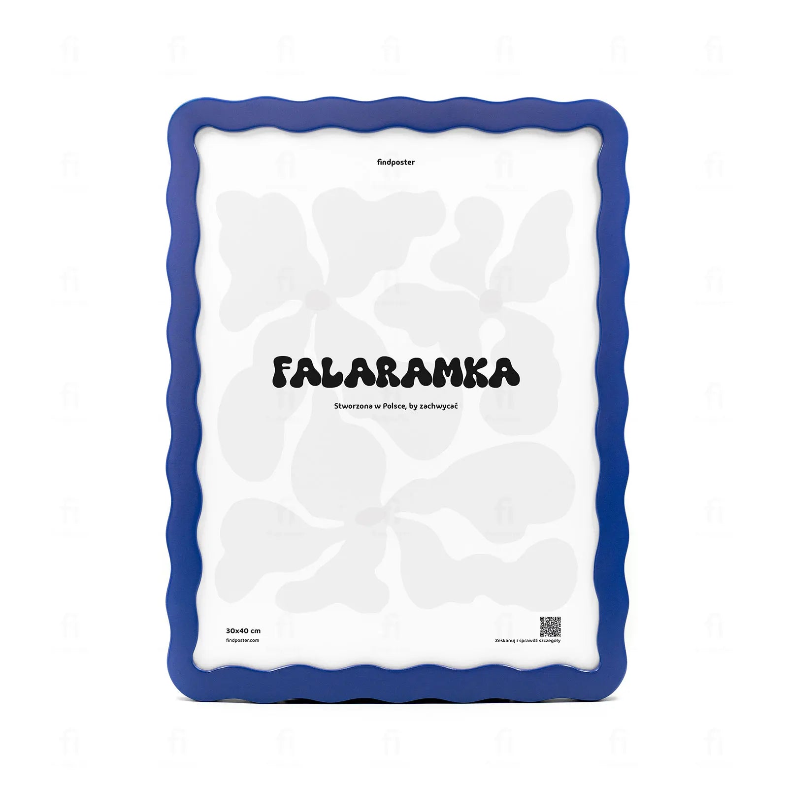 Falaramka granatowa - ręcznie robiona ramka o falującym kształcie, widok z przodu