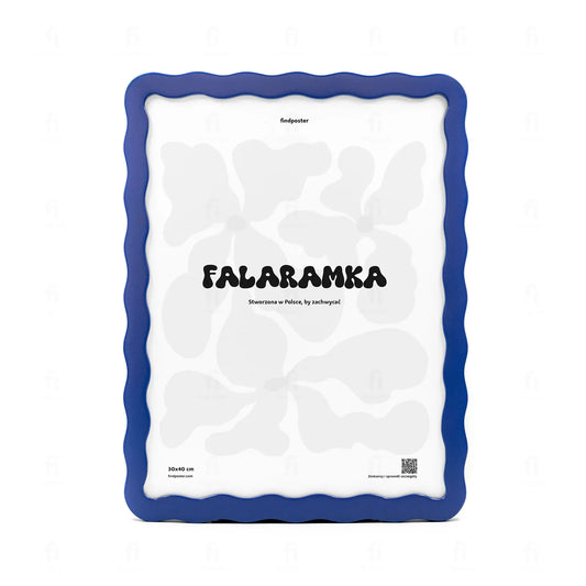 Falaramka granatowa - ręcznie robiona ramka o falującym kształcie, widok z przodu