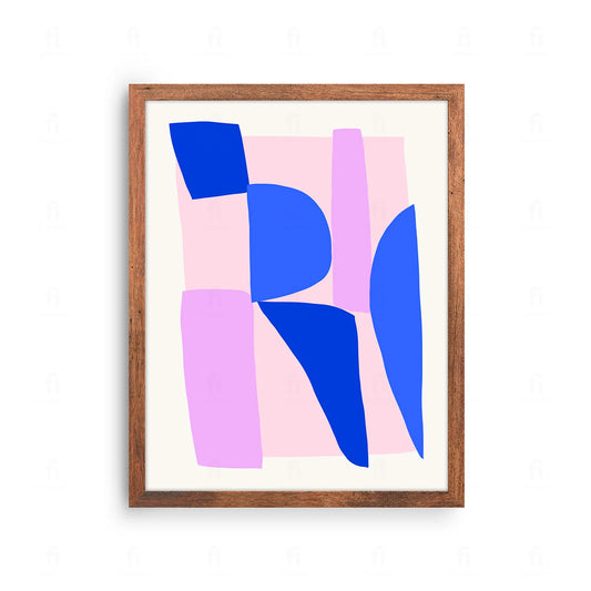 Plakat z nowoczesną, abstrakcyjną grafiką przedstawiającą artystyczną kompozycję kształtów i kolorów.