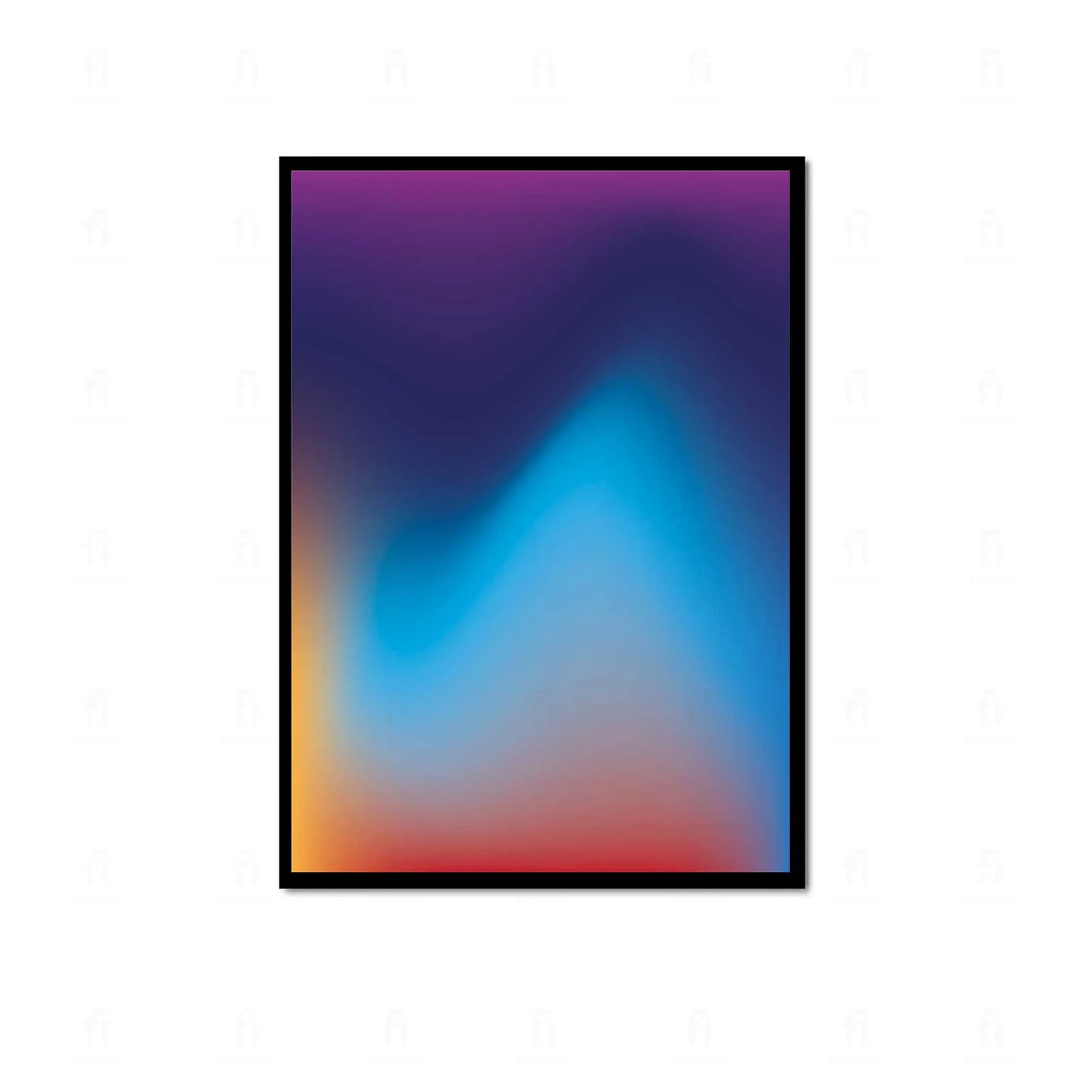 Plakat z abstrakcyjną grafiką przedstawiającą płynny, rozmyty gradient w odcieniach błękitu, różu i fioletu.
