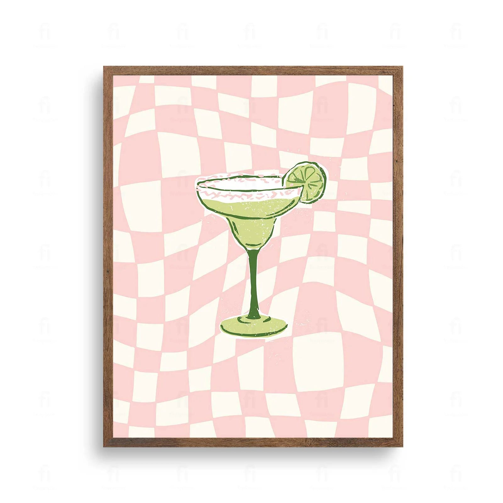 Plakat z artystyczną grafiką przedstawiającą szklankę z orzeźwiającym, cytrusowym koktajlem.
