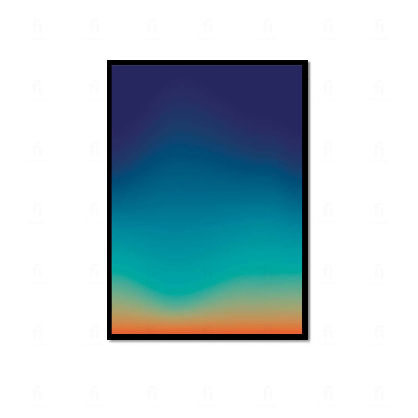 Plakat z abstrakcyjną grafiką przedstawiającą rozmyty gradient w głębokich odcieniach błękitu i turkusu, przypominający głębię oceanu.
