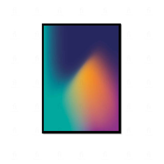  Plakat z abstrakcyjną grafiką przedstawiającą rozmyty gradient w pastelowych odcieniach błękitu, różu i żółci.
