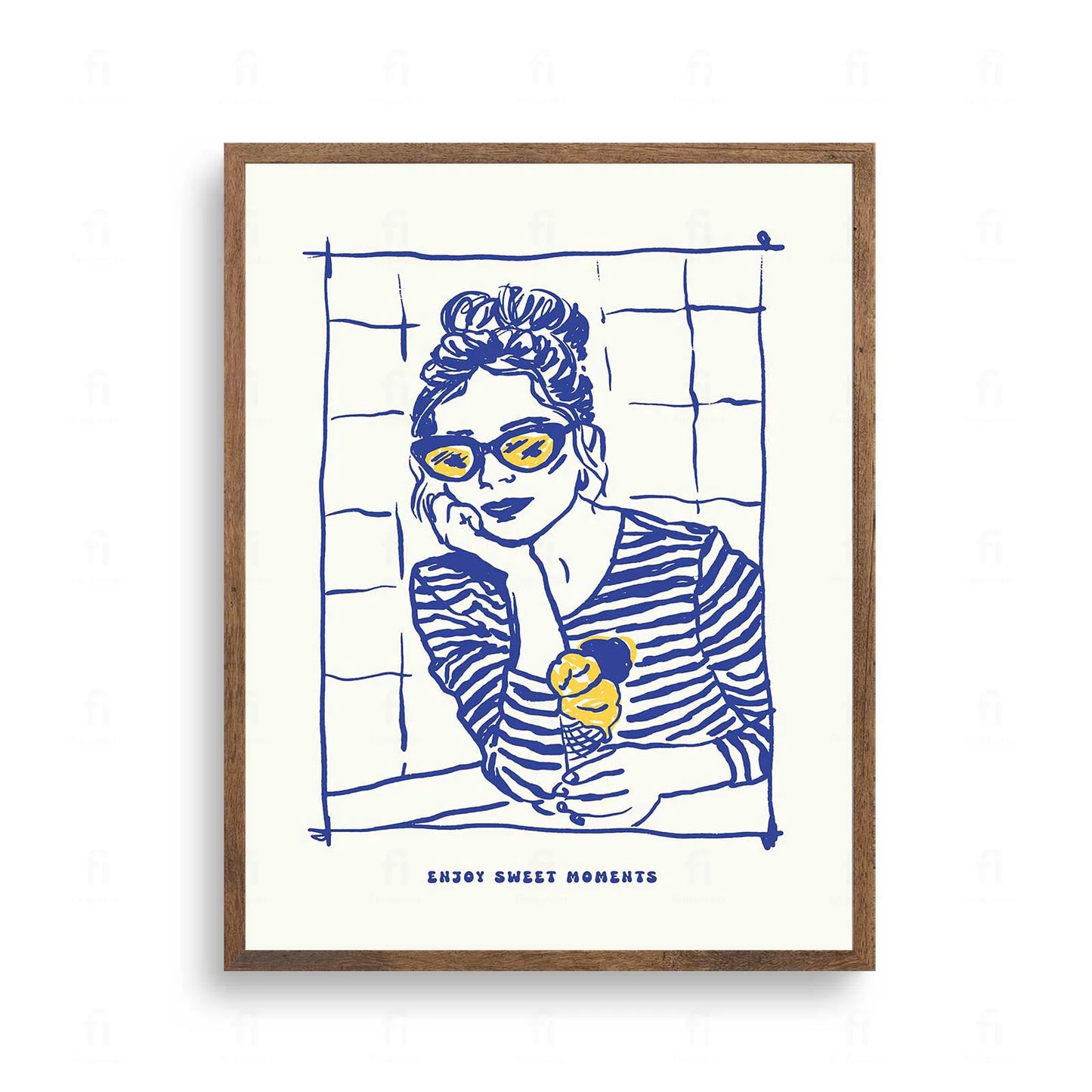  Plakat z apetyczną grafiką i napisem "Enjoy Sweet Moments".
