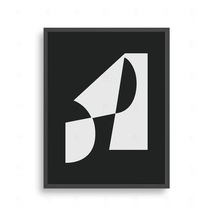  Plakat z czarno-białą, abstrakcyjną grafiką przedstawiającą geometryczną konstrukcję z figur i kształtów.
