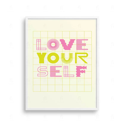 Plakat z minimalistyczną grafiką z napisem "Love Your Self"
