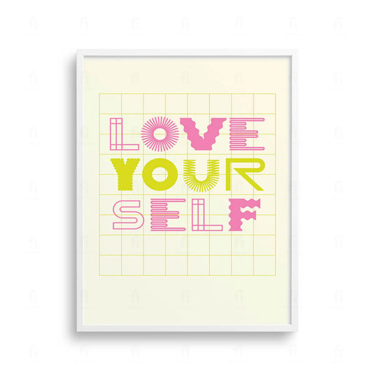 Plakat z minimalistyczną grafiką z napisem "Love Your Self"
