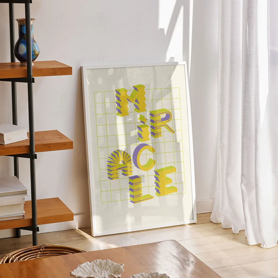Abstrakcyjny plakat "Miracle" w nowoczesnym salonie