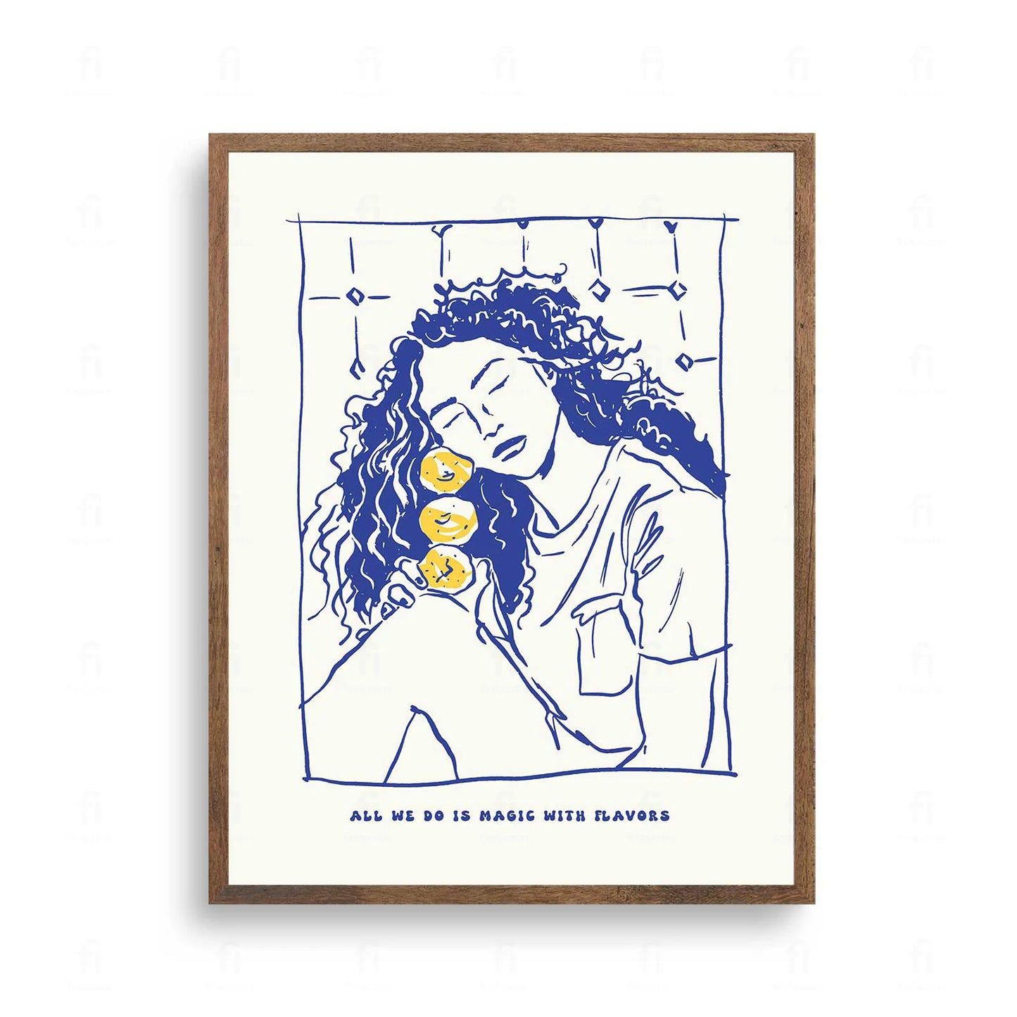 Plakat z kreatywną grafiką kulinarną i napisem "Magic with Flavors".
