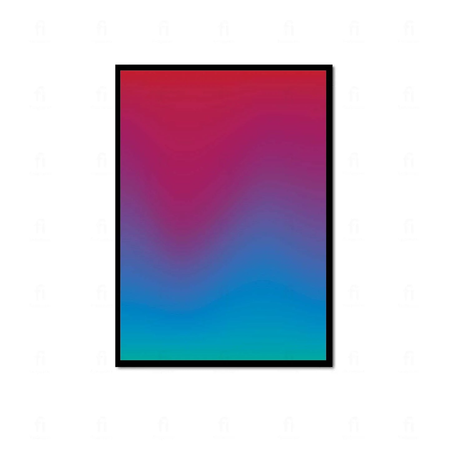 Plakat z abstrakcyjną grafiką przedstawiającą intensywny, rozmyty gradient w odcieniach czerwieni, różu i pomarańczu.