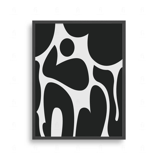 Nowoczesna, czarno-biała grafika z płynnymi, organicznymi formami. Ten minimalistyczny plakat to idealna dekoracja, która wprowadzi do wnętrza spokój i harmonię. 
