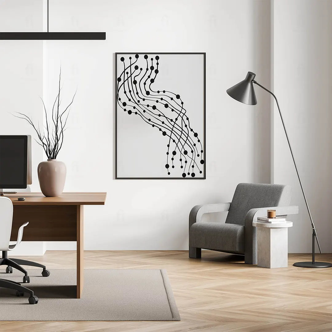  Plakat abstrakcyjny "Połączenie" wiszący w biurze