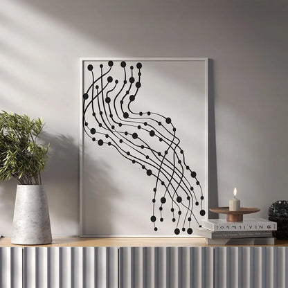  Plakat abstrakcyjny "Połączenie" wiszący w salonie