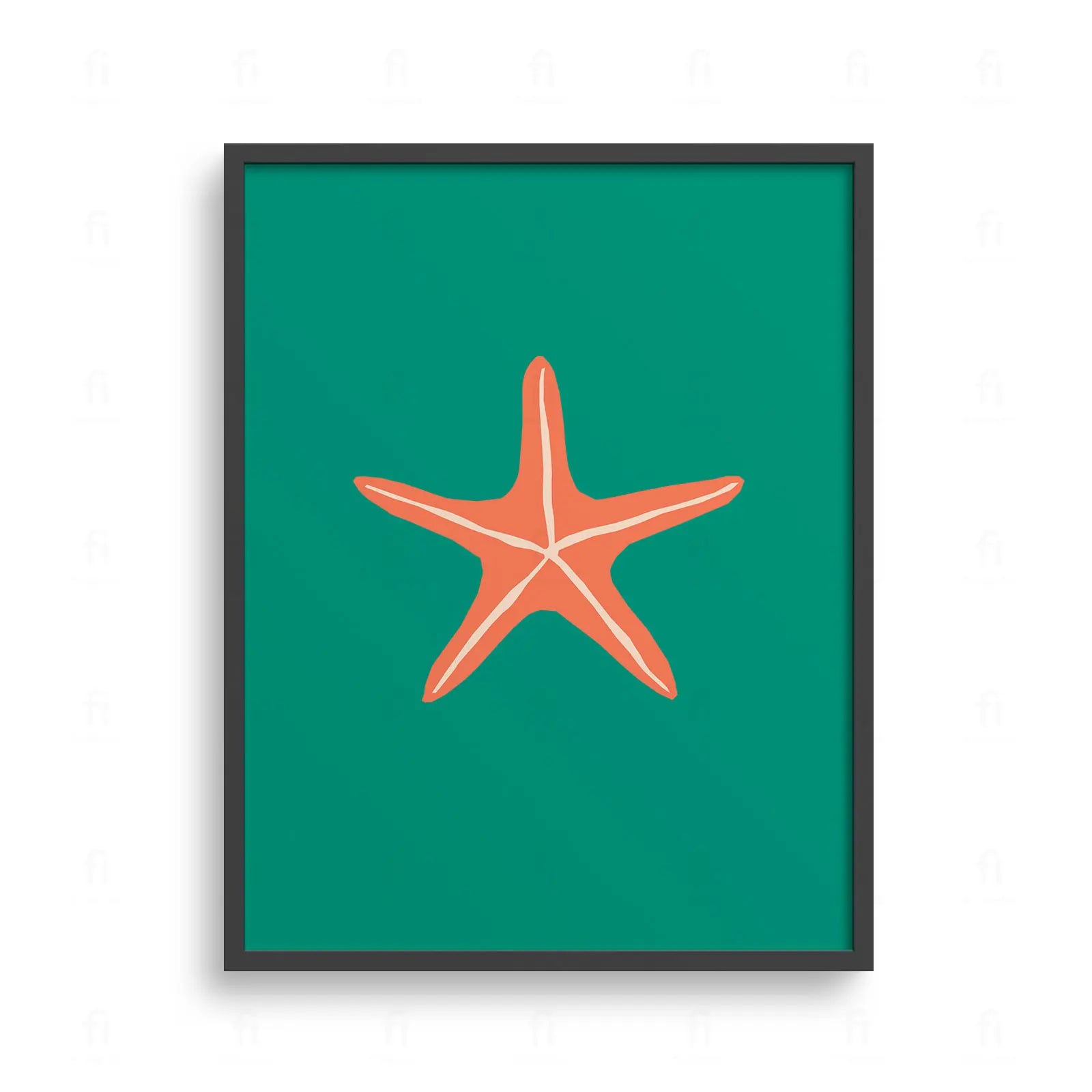 Plakat z minimalistyczną grafiką przedstawiającą pomarańczową rozgwiazdę 