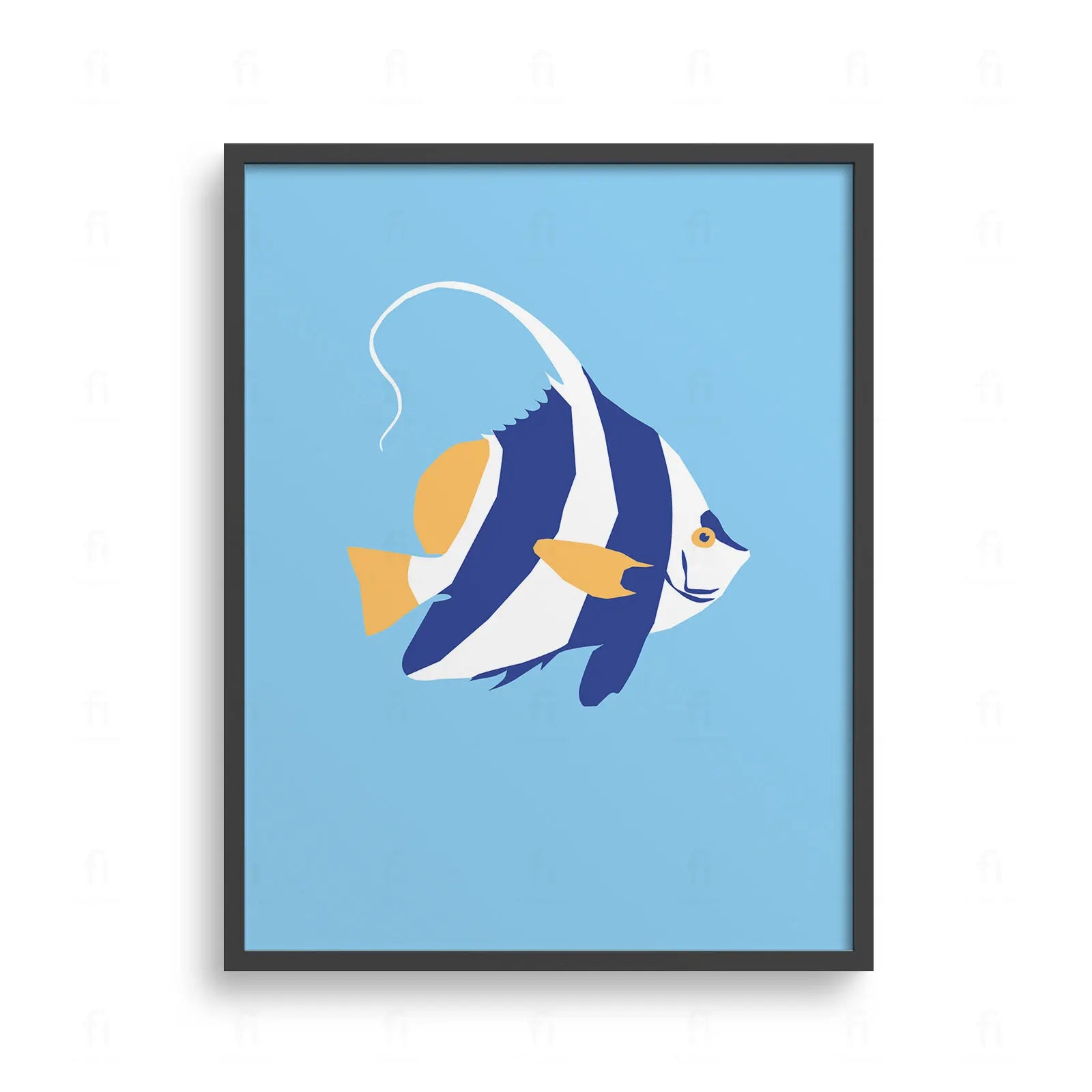 Plakat z kolorową grafiką przedstawiającą egzotyczną rybę morską - Idola Mauretańskiego.