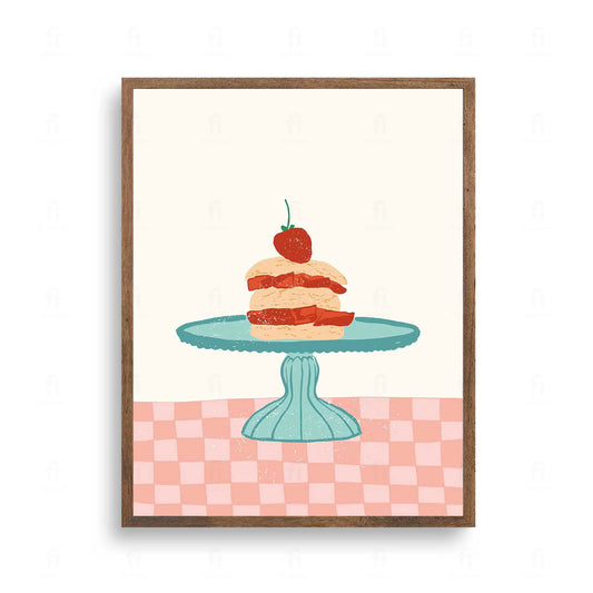 Plakat z apetyczną grafiką przedstawiającą ciastko 
