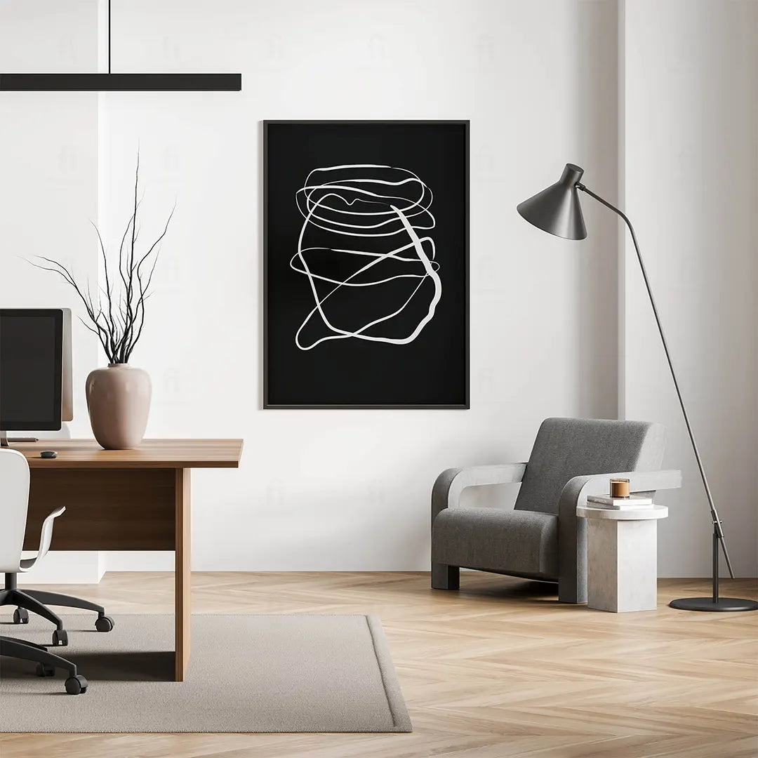 Plakat typu "szkic" wiszący w pracowni artystycznej.
