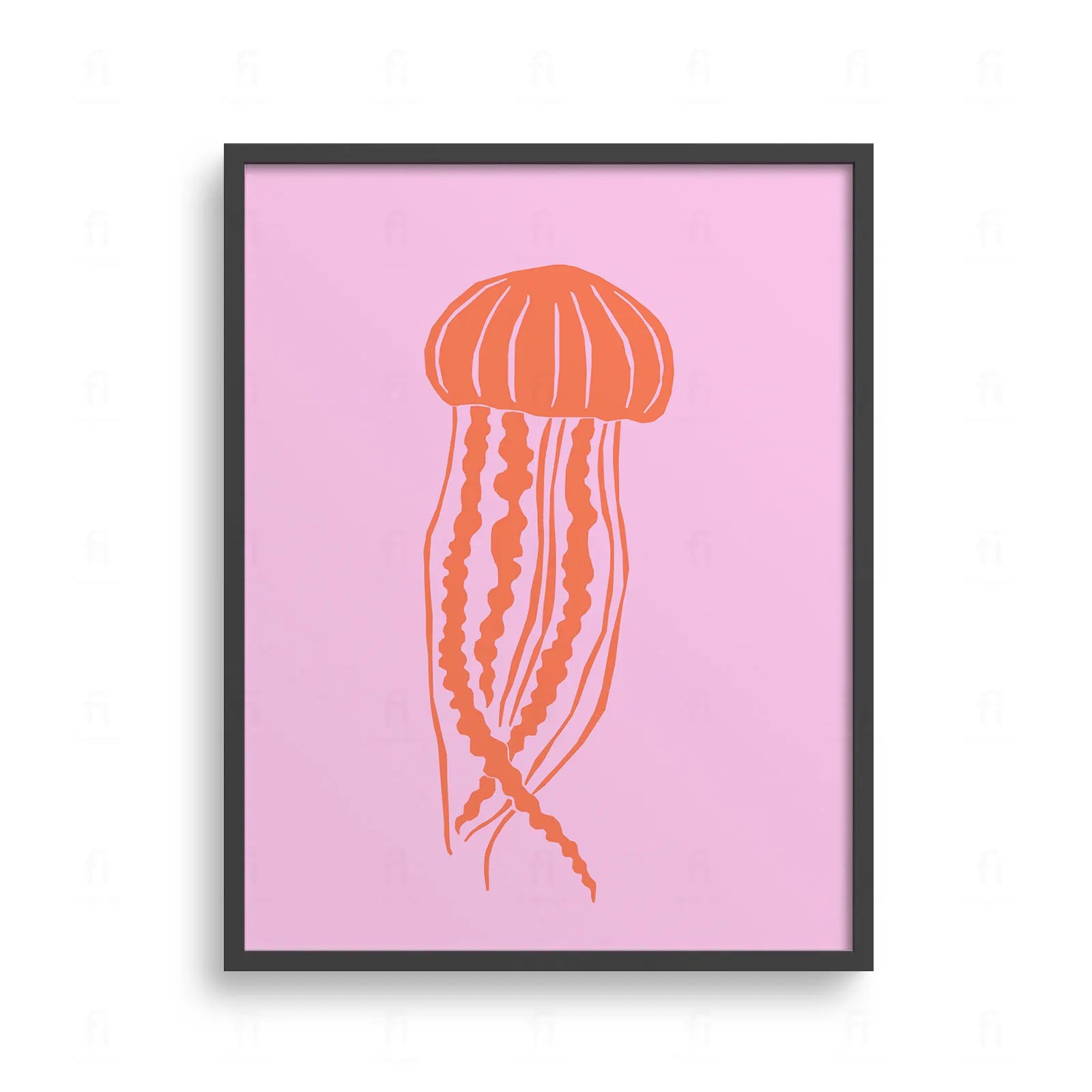 Plakat z kolorową grafiką przedstawiającą różowo-fioletową meduzę na różowym tle.