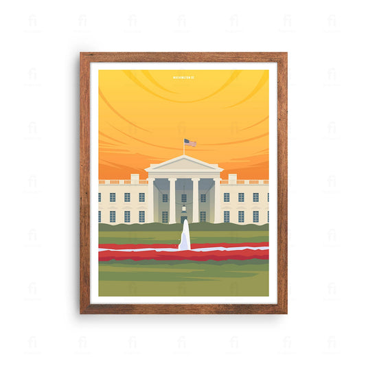 Plakat z Białym Domem: Grafika z Waszyngtonu