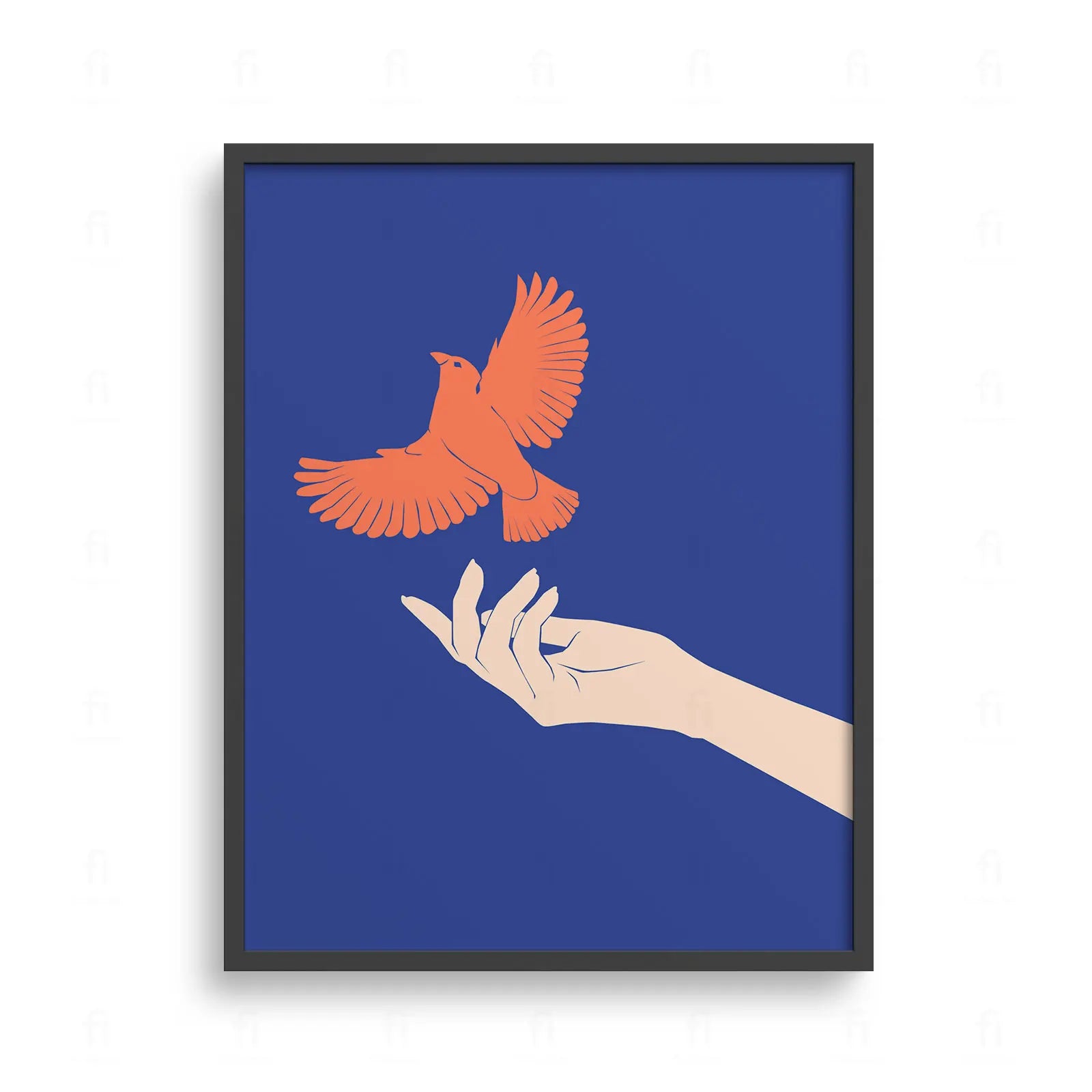 Plakat z symboliczną grafiką przedstawiającą ptaka w locie