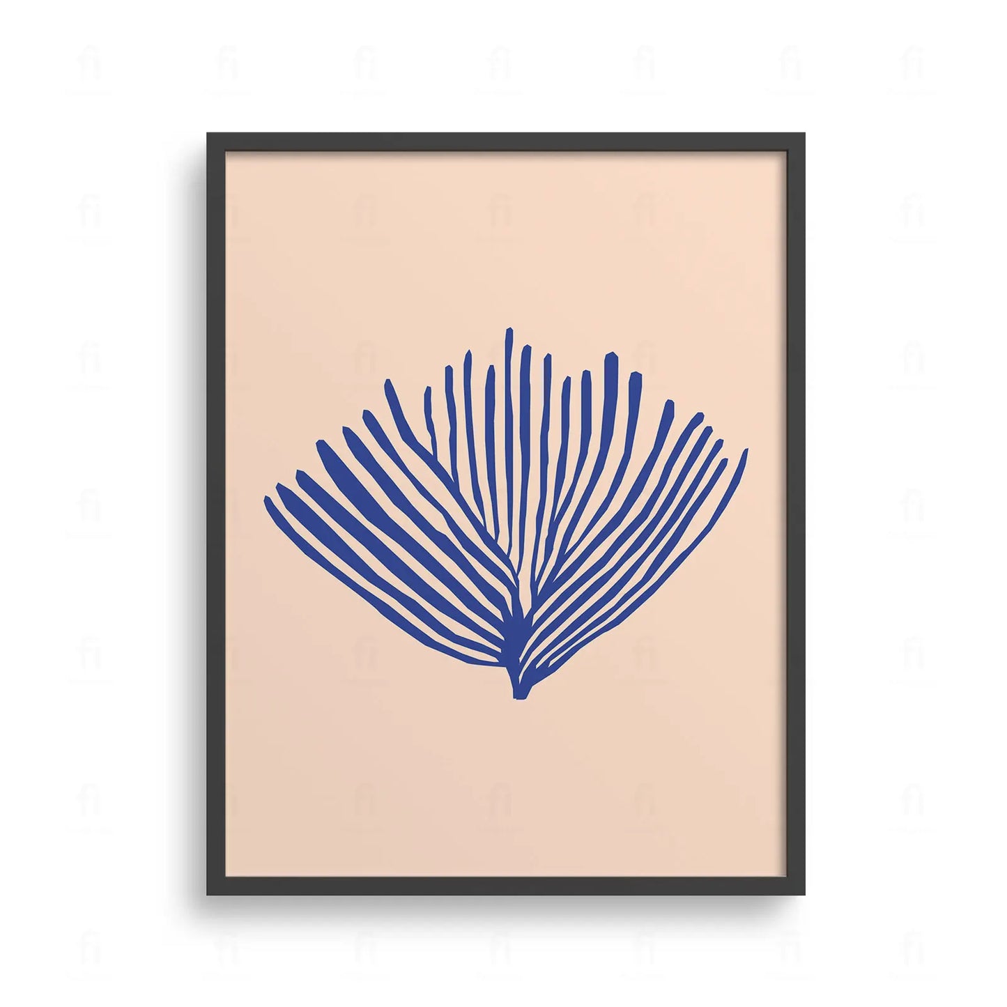 Plakat z minimalistyczną grafiką przedstawiającą niebieski koralowiec na jasnym tle.