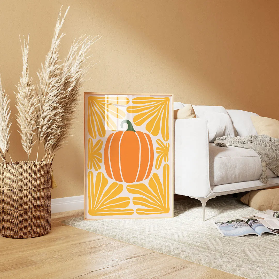 Graficzna ilustracja dużej, pomarańczowej dyni