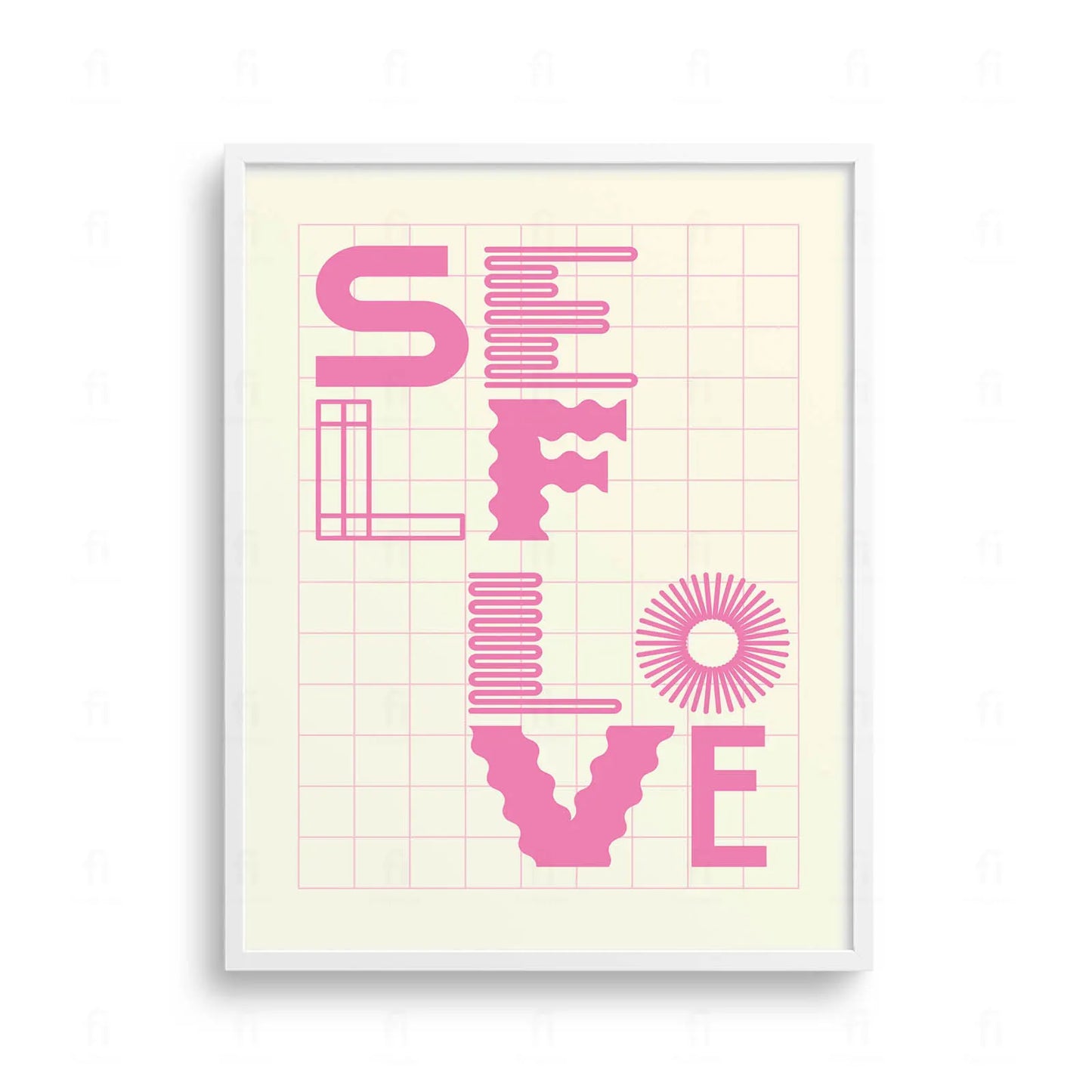 Plakat z kolorową grafiką w stylu pop art z napisem "Self Love"