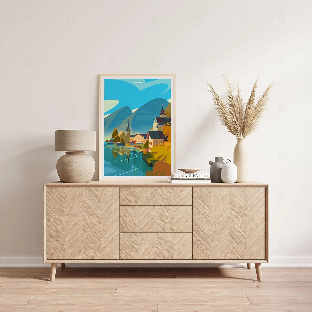 widok na alpejską wioskę Hallstatt w Austrii,