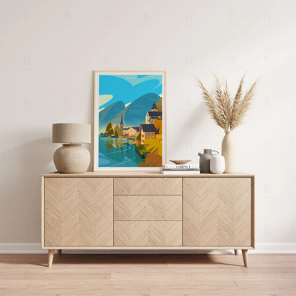 widok na alpejską wioskę Hallstatt w Austrii,