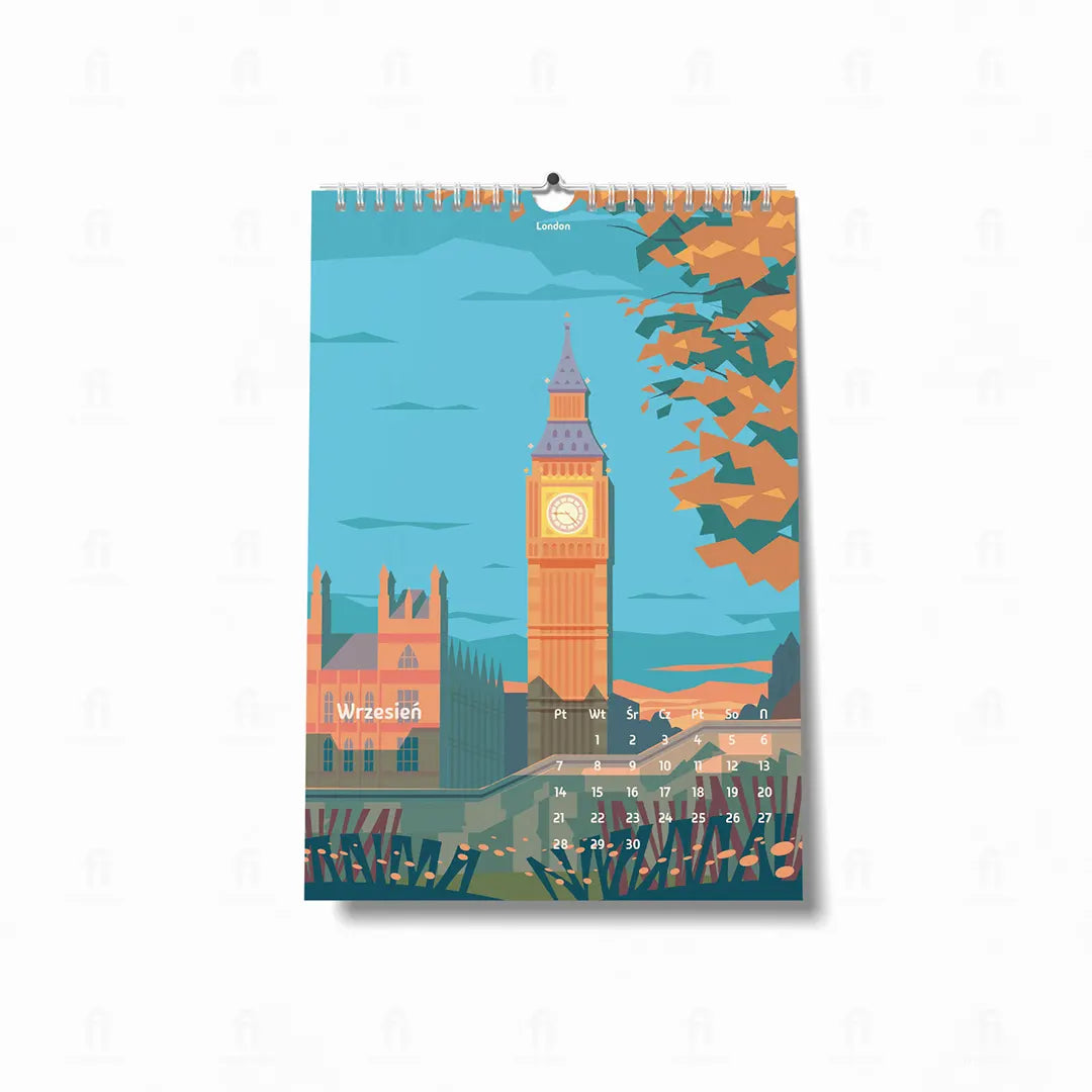 grafiką przedstawiającą wieżę zegarową Big Ben w Londynie.
