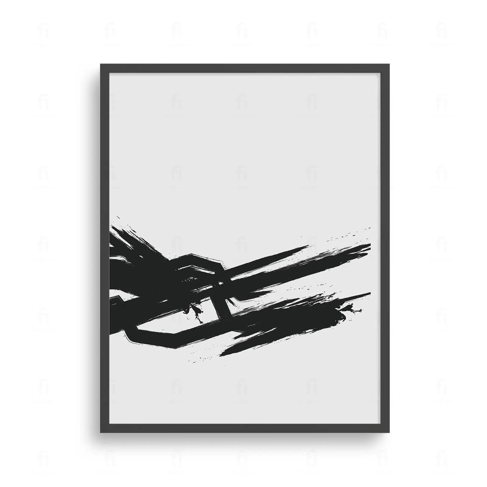 Plakat "Energia Pędzla" z dynamicznym, czarnym wzorem