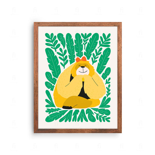 Plakat z artystyczną grafiką przedstawiającą goryla i pozytywny napis.
