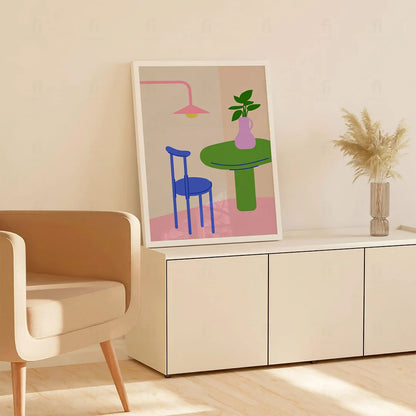 Poster Table and Chair in Modern Style 